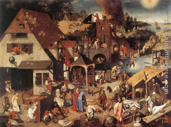 Proverbs painting - Pieter the Younger Brueghel Proverbs art painting